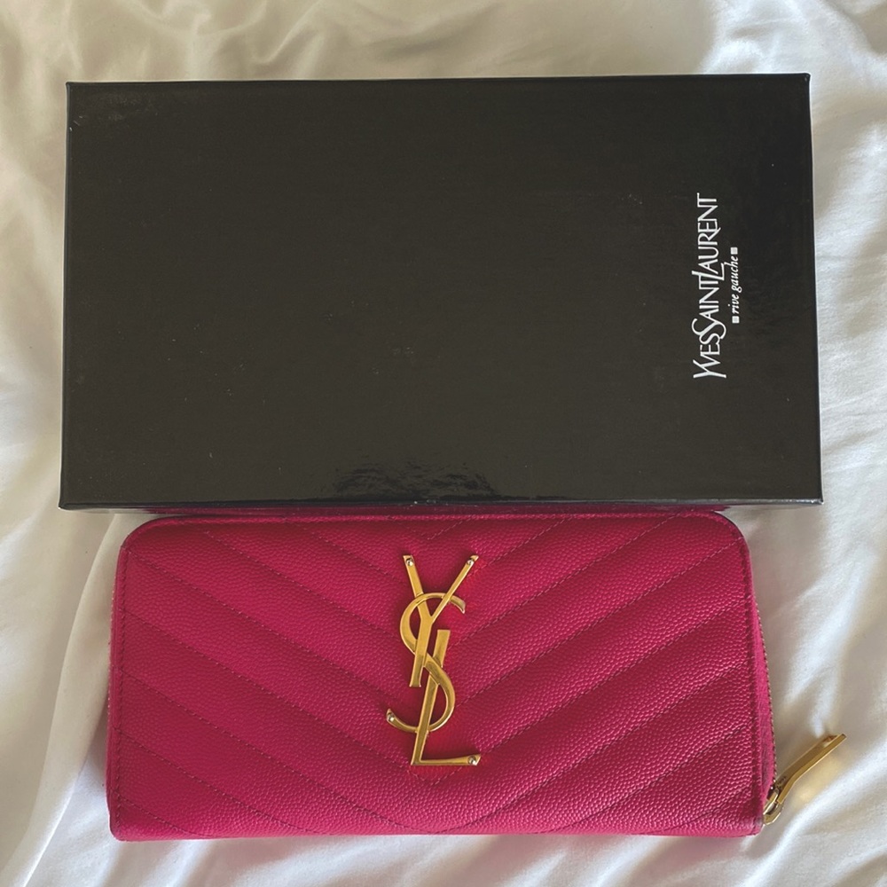 YSL pink wallet